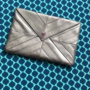 Charles David Silver Leather Clutch